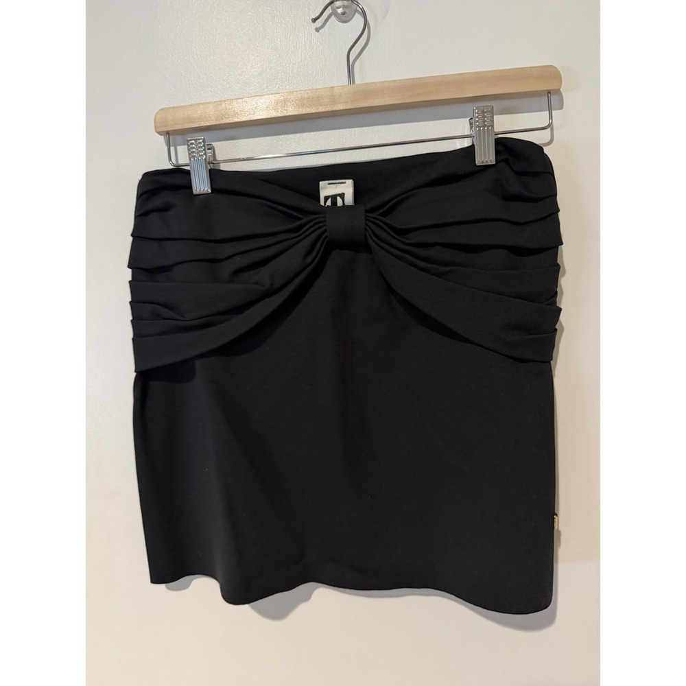 TT Black Knit Bow Draped Detail Strapless Bandeau Crop Top Size 3